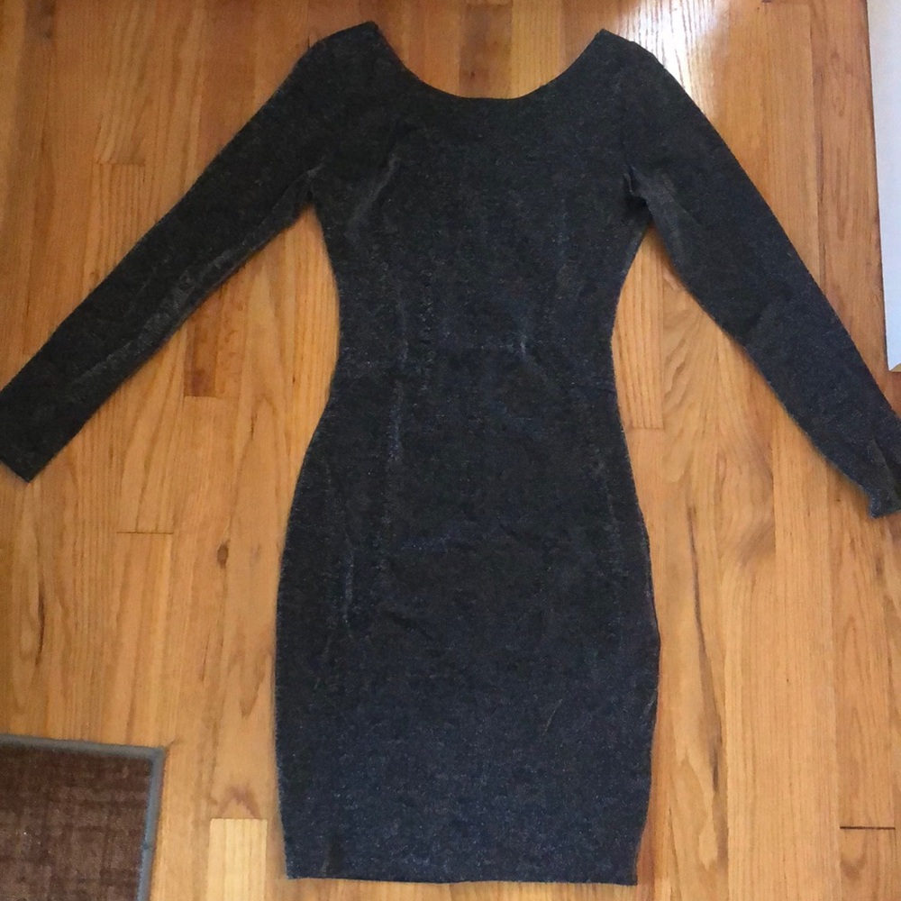 Metallic black and silver long sleeve dress
